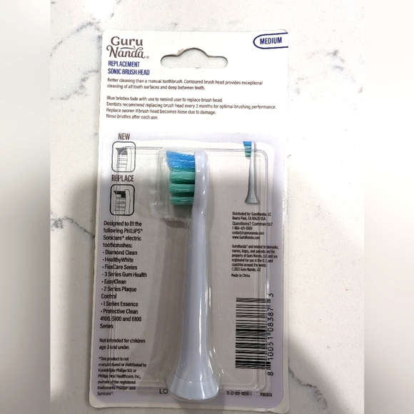 3 sonic toothbrush head replacements by Guru Nanda, fits Philips Sonicare 🪥 - Picture 3 of 5
